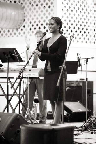 Kismet student Chelsea Laguerre took to the stage for a solo singing performance at the Kismet Jubilee. Photo by Brian Post.